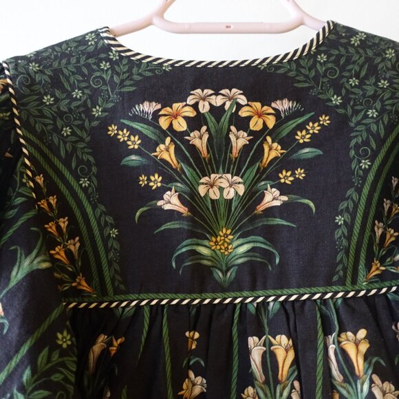 Farm Rio Black Flowers Arch Blouse XS 0 S SM Small top - Picture 16 of 16